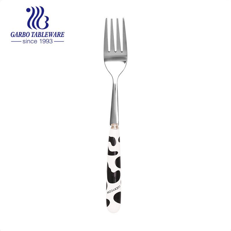 Lovely flatware stainless steel 13/0 dinner fork with ceramic handle customized design silverware