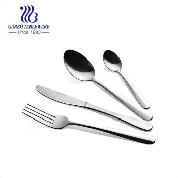 Premium heavy sturdy 18/10 stainless steel metal set with mirror polished dinnerware service for 4