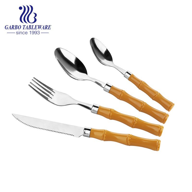 Garbo New Arrival 18/0 Stainless Steel Flatware Set With Round Edge Pink Plastic Handle