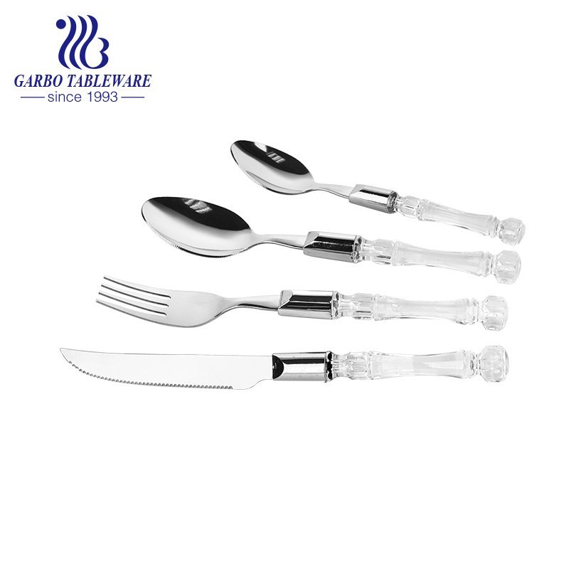 Garbo New Arrival 18/0 Stainless Steel Flatware Set With Round Edge Pink Plastic Handle