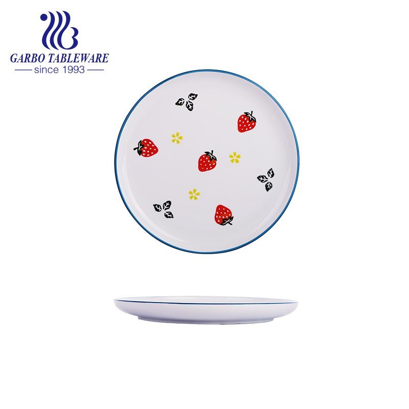 Wholesale high quality unique fruit design ceramic tableware round hand-painted 10inch plain porcelain dish