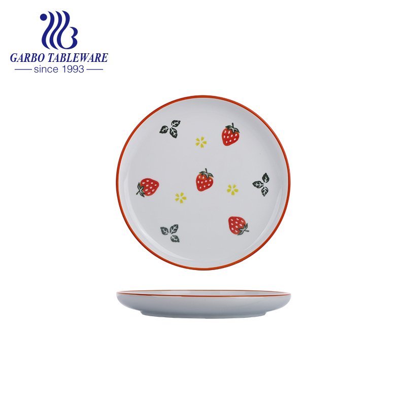 Wholesale high quality unique fruit design ceramic tableware round hand-painted 10inch plain porcelain dish