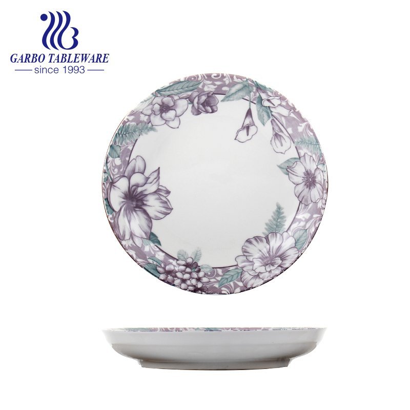 Factory cheap fancy custom flower design ceramic dinnerware 8.5inch square porcelain dinner plate