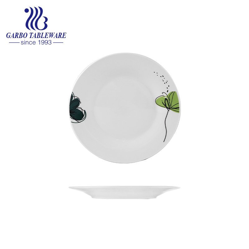 Factory custom cheap OEM decal mini plain round 6inch porcelain dessert dish for cafe restaurant stock available