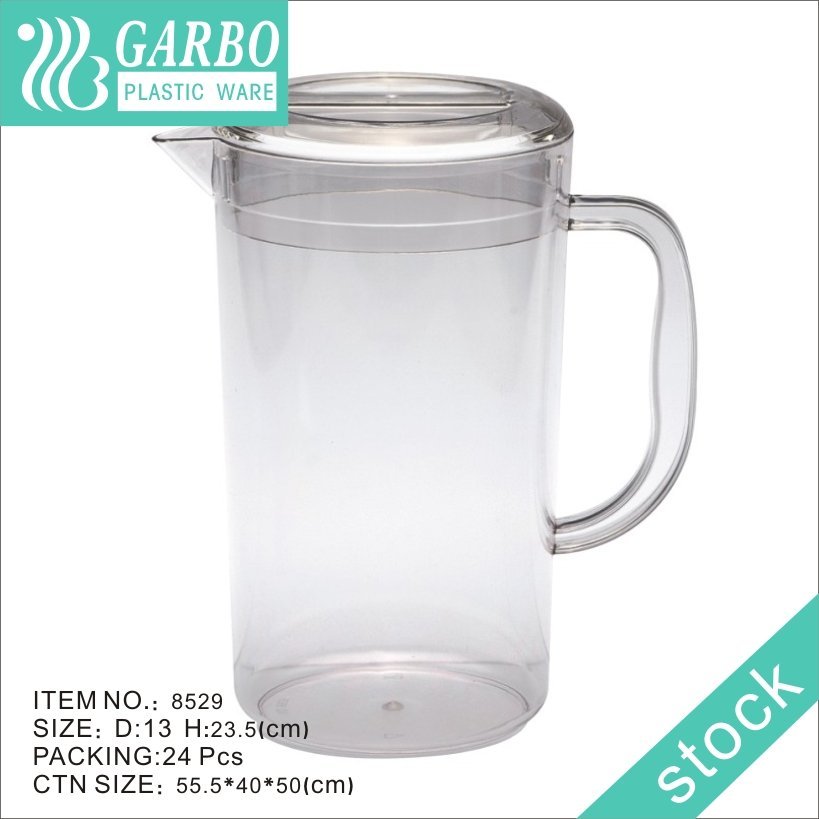 3300ml Matt acrylic non-toxic plastic cold water drinking jug with portable handle and blue lid