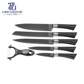 Color Box Packing 430 Stainless Steel Material Superior Quality 6PCS High-End Kitchen Knife Set With Black PP Handle