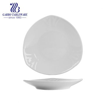 Factory cheap elegant triangle shape ceramic dinnerware 8.5inch plain porcelain plate