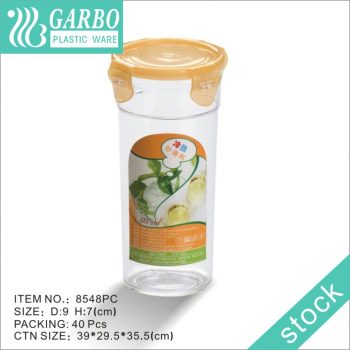 660ml Acrylic non-toxic glass water drinking round bottle with the airtight leak-proof orange color lid