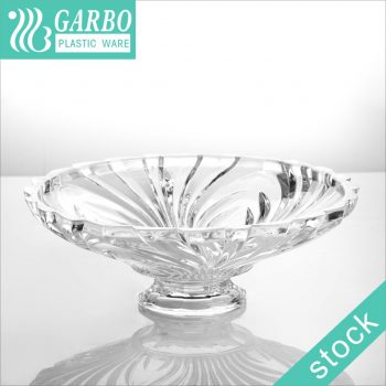 Big Clear Round Break Resistant Plastic Fruit Bowls with short Stem for Home and Outdoor Events