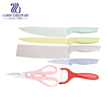 Handmade Craft Color Box Pack 420 Stainless Steel Material Customized Color Wheat Straw Kitchen Knife Set