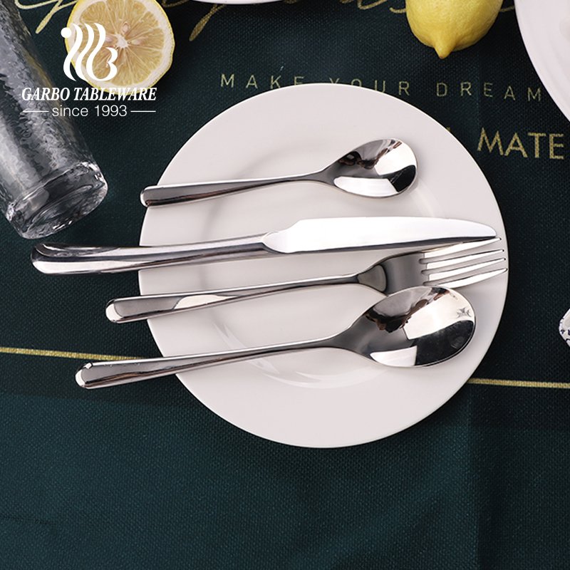 Square shape 16 pieces flatware set premium 430 stainless steel set perfect for restaurants