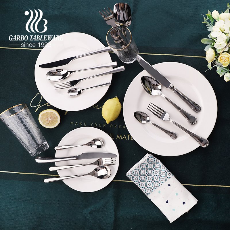 Square shape 16 pieces flatware set premium 430 stainless steel set perfect for restaurants