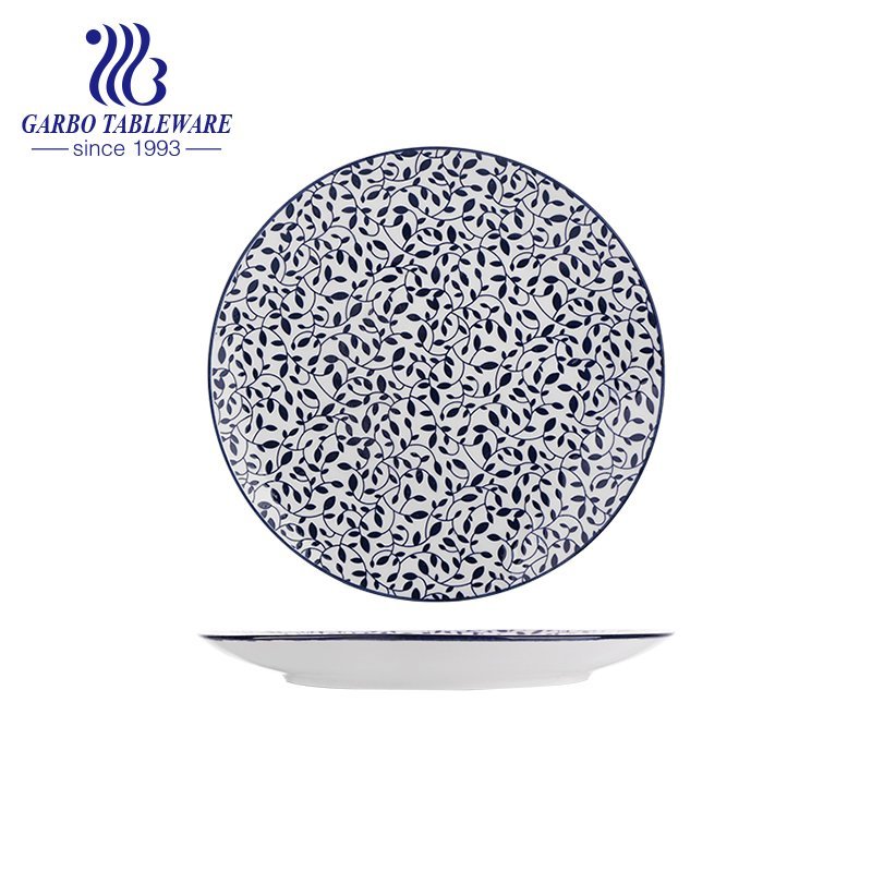 Wholesale cheap OEM custom design under glazed unique flat 10.5inch ceramic dinner plate