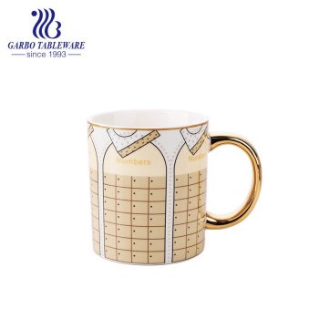 Full printing design porcelain cup with gold handle ceramic drinking mug bone china promotion gift mugs