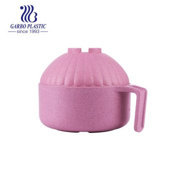 High-quality big capacity unbreakable plastic round salad mixing bowl with sweet pink color and round castle shape lid