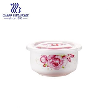 290ml bone china bowl daily food container with plastic lid