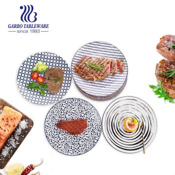 Factory cheap OEM unique design custom round stoneware steak pasta 10.5inch under glazed flat ceramic dinner plates for food serving