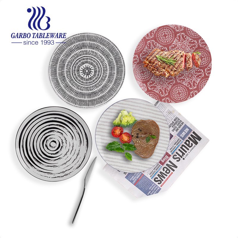 Factory cheap OEM unique design custom round stoneware steak pasta 10.5inch under glazed flat ceramic dinner plates for food serving