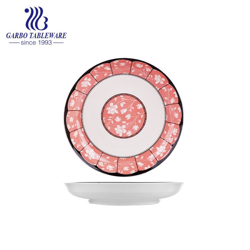 Custom OEM unique glazed design wholesaler cheap hotel serving 8inch deep porcelain plate