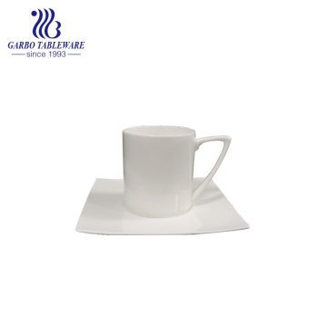 Triangle handle small cup and saucer set for drinking coffee