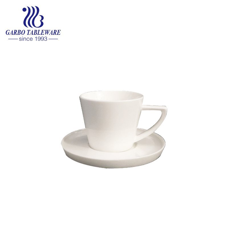 Triangle handle small cup and saucer set for drinking coffee