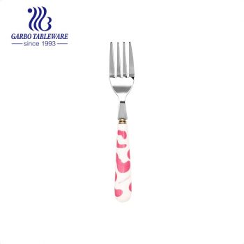 Garbo wholesale creative table forks with customized ceramic handle mirror polished food meal fork