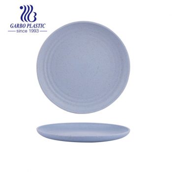 Blue BPA Free & Eco-Friendly 6 inch Wheat Straw Plastic Salad Plates in Multi Colors Stacking Reusable Serving Plates