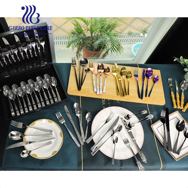 Garbo stainless steel hammered flatware dinner meal forks elegant classic design tableware serving fork