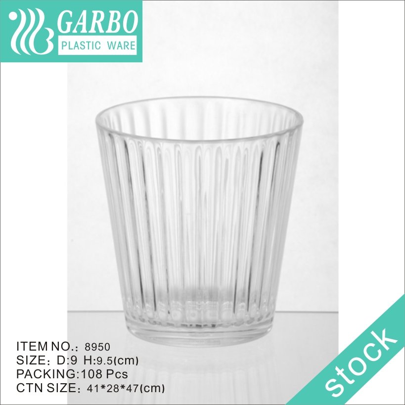 Clear broken resistant 12oz plastic polycarbonate whiskey / juice glasses