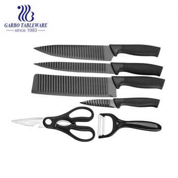 Wholesale Professional Chef Knife Set High Quality Safe Personlized Color Logo 6pcs Kitchen Knife Set With PP Black Handle