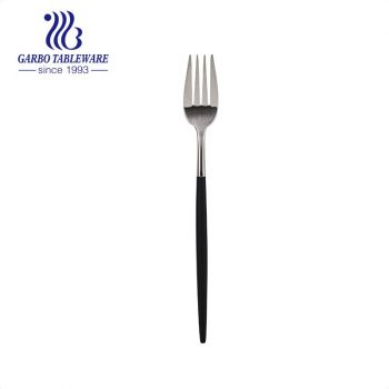 Silver premium quality dinner forks with black printing handle modern flatware with smooth edge