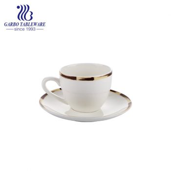 New bone china new design bamboo rim tea cup and saucer set