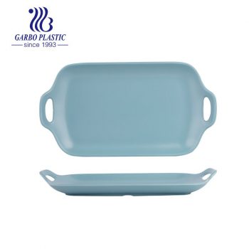 12 inch Premium Plastic Food Serving Tray Ocean Blue Durable Plastic Platter with Handle Suitable for Outdoor and Indoor