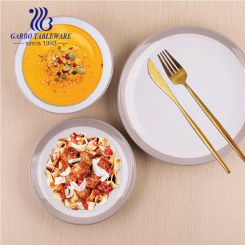 Wholesale cheap luxury tableware color band 18pcs ceramic dinner set