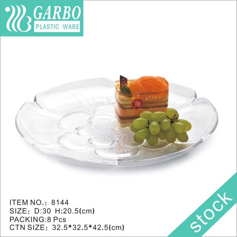 Strong Plastic Food Safe Party Elegant Flower Clear Acrylic Charger Plate with Modern Pattern with 3 different sizes