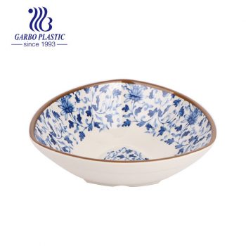 7 inch Chinese traditional pattern style triangle shape cheap plastic fruit dessert bowl with customized design