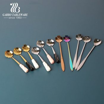 Short and long style stainless steel tea spoon ice cream spoons for hotel or home use