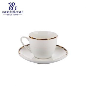 bamboo design rim round cup and saucer set