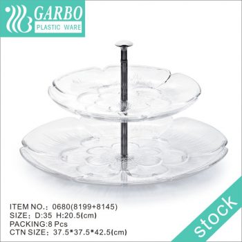 Food Safe BPA free 2-Tier plastic cupcake stand dessert plates for all desert in outdoor and indoor events