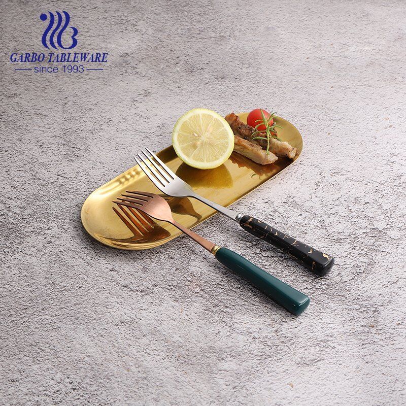 Wholesale 13/0 SS fruit forks with black glazed ceramic handle for dessert