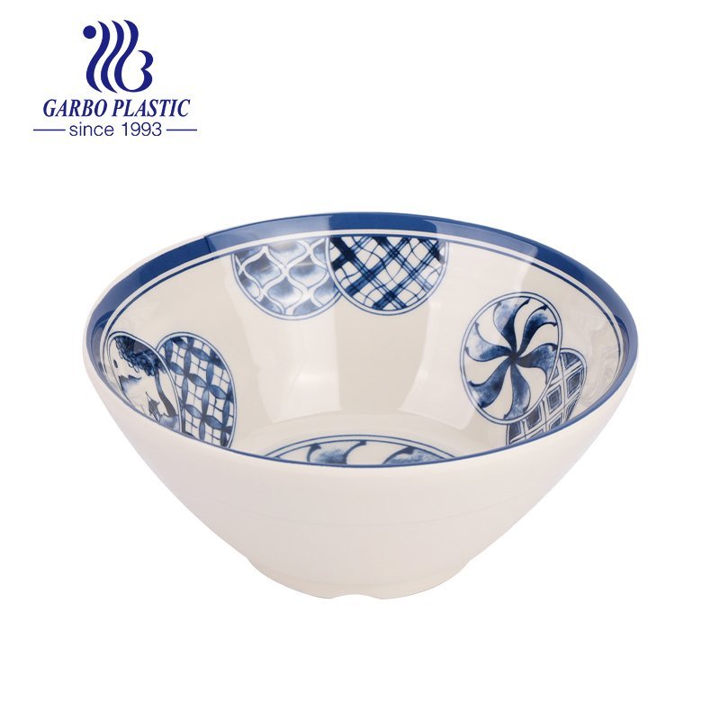 Wholesale factory classic light melamine dinnerware noodles soup bowl with a vintage pattern for table use