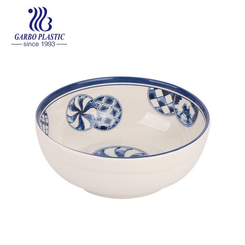 Wholesale factory classic light melamine dinnerware noodles soup bowl with a vintage pattern for table use