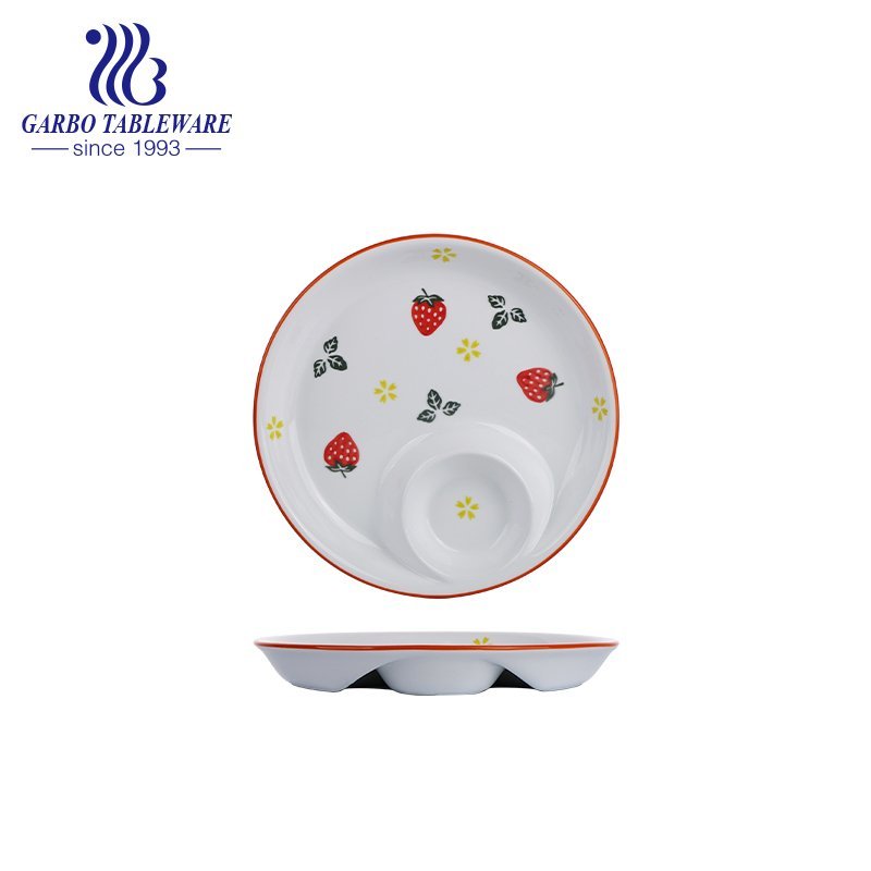 Fancy unique hand painted strawberry design deep 10inch round porcelain plate