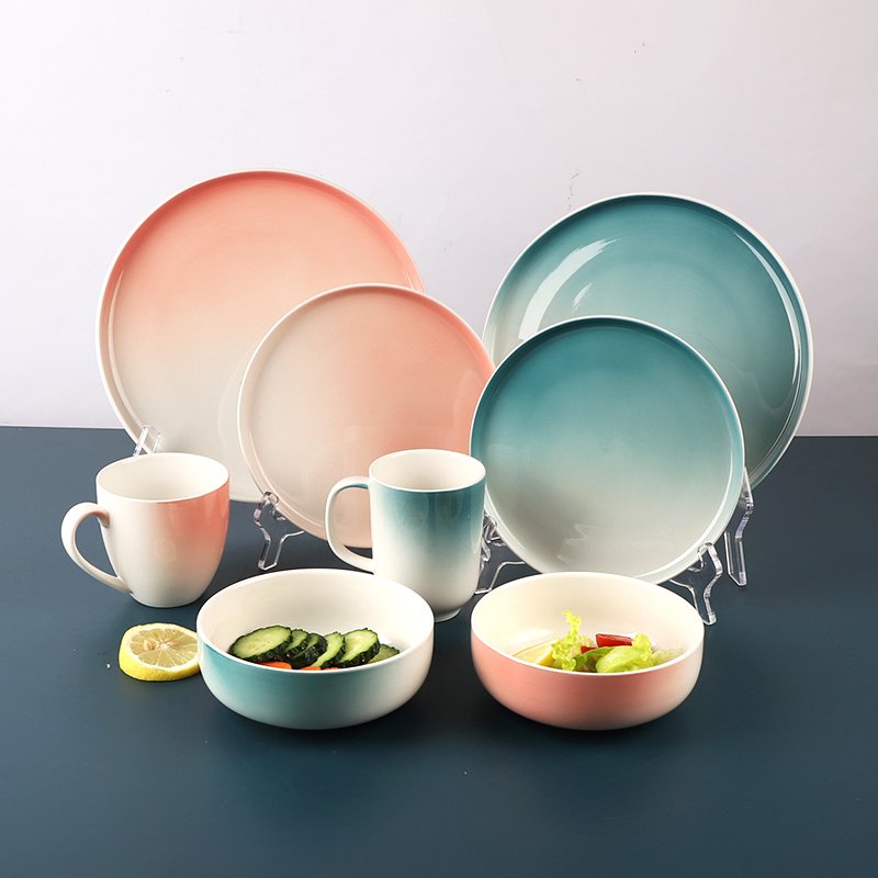 New design gradually change color glazed dinner set