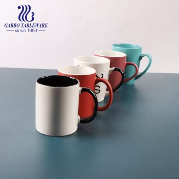 Ceramic color drinking mug set custom decal printed stock stonware chinastone mugs for restaurant and promotion advertising gift