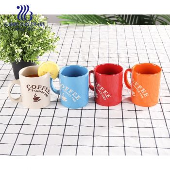 Chinastone ceramic color print mug coffee espresso drinking mugs color glazed  stoneware red cup 300ml classic water cups