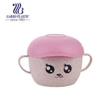 Non-toxic high-quality plastic acrylic dessert soup bowl with cartoon emotion colored hat lid for kids