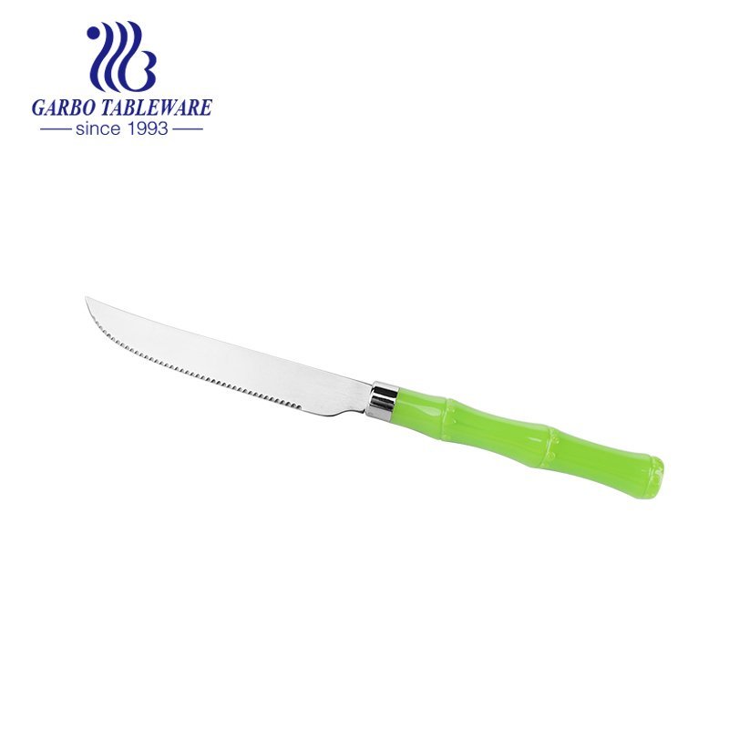 Garbo tableware popular stainless steel table dinner BBQ knife with transparent PP handle for restaurant kitchen