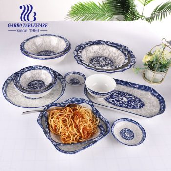 Ceramic bowl with flower edge big size 2200ml for family using