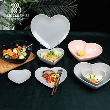 high quality heart shape color glazed stoneware set